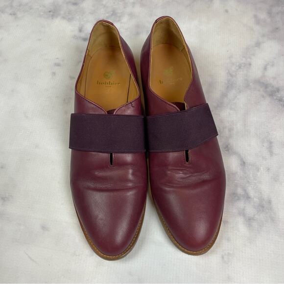 Bobbies Paris Burgundy Leather Pull On Oxfords Stretchy Strap - Picture 3 of 10